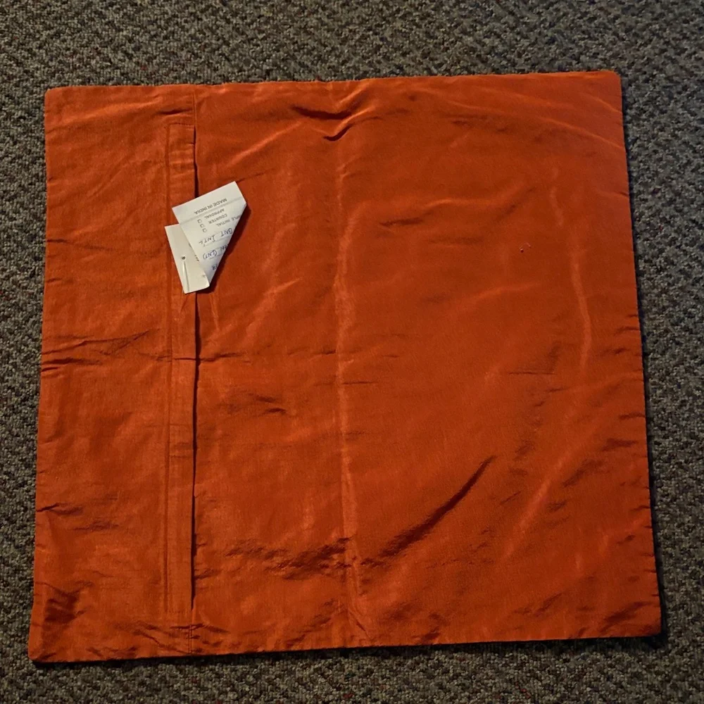 Embroidered Orange and Gold Pillow Cover 18” square